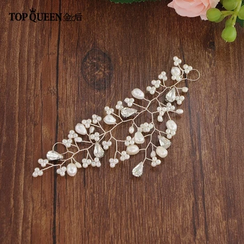

TOPQUEEN HP104 Bridal Hair Flower with True Pearls Handmade Beaded Crystal Prom Headdress Women Girls Wedding Hair Accessories