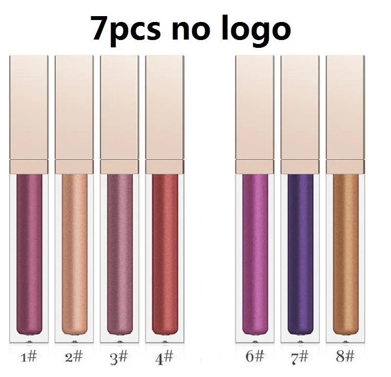 7 цветов оптом антипригарный металлический блеск для губ жемчуг водонепроницаемый жидкая помада Пигмент матовый Фирменная торговая марка косметики - Цвет: 7pcs no logo