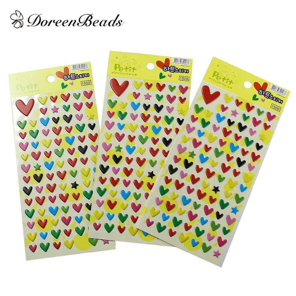

DoreenBeads Easter Sponge Valentine's Day DIY Deco Stickers Multicolor Hearts Pattern At Random Scrapbooking Craft 17x9cm,1Sheet
