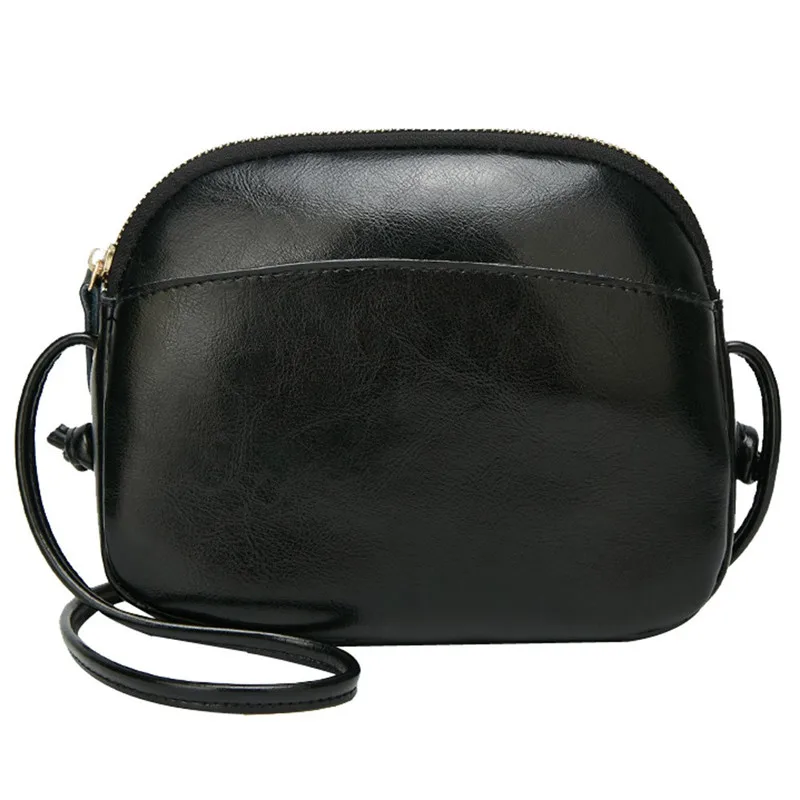 

Women Wax Leather Messenger Handbags Simple Shoulder Bags Bag Fashion Small Shell Type Diagonal Double-Layer Bag #40AC