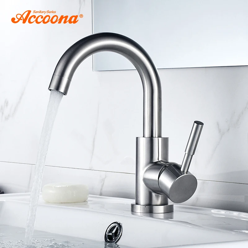 Günstig Accoona Becken Wasserhahn Mischer Waschbecken Tap Wand Kleine mini Becken Armaturen edelstahl 304 Moderne Heiße und Kalte Wasser A9690 3
