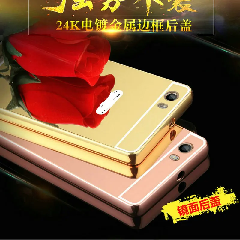 

highscreen power ice Case New Mirror Protective Shell PC Plaste Back Cover + Metal Frame Bumper for highscreen power ice 5.0''