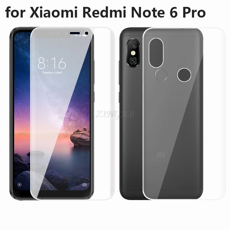

2 Pcs Front & Back Fixed Anti Finger Hydrogel Screen Protector for Xiaomi Redmi Note 6 Pro 6.26" Full Cover film