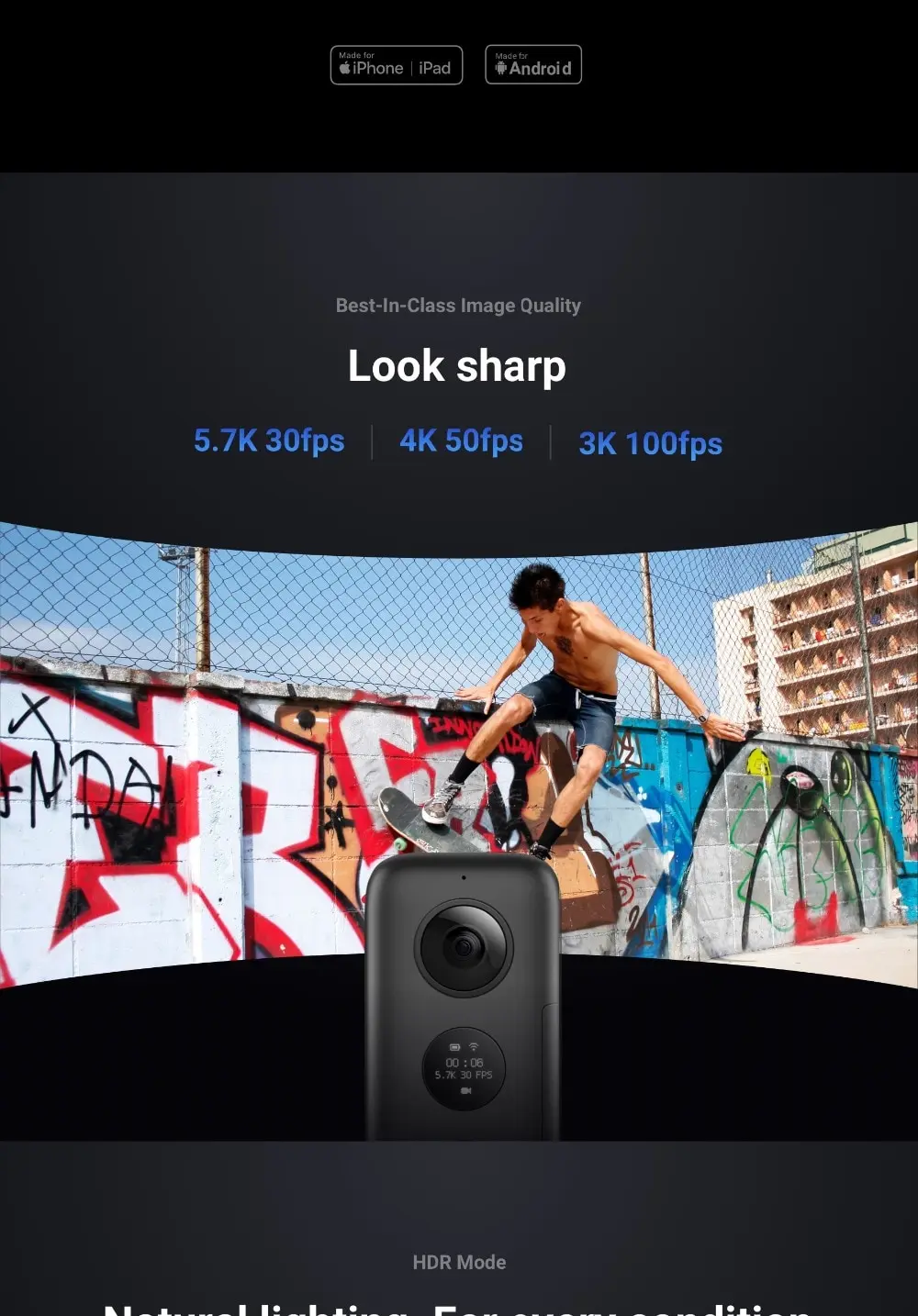 Insta360 Экшн-камера ONE X VR 360 панорамная камера для iPhone и Android 5,7 K видео 18MP фото невидимая селфи палка штатив