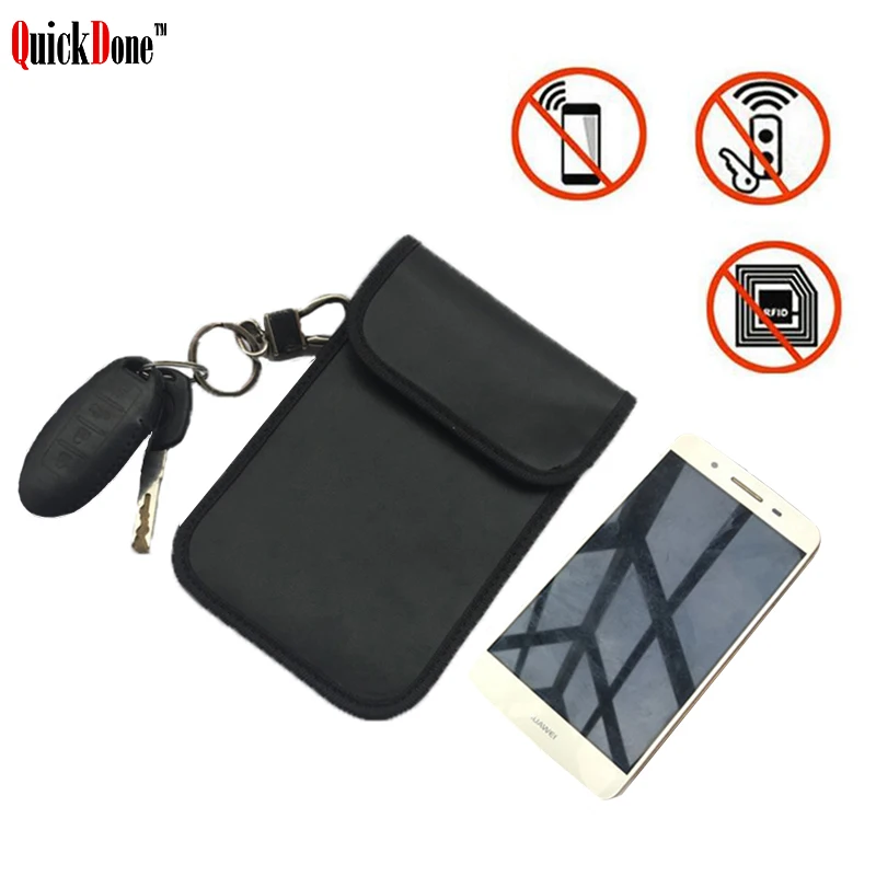 

Faraday Car Key Bag Mobile Phone Organizer RFID Blocker FOB Signal Shielding Pouch ID Card Bags for Privacy Protection DK0196