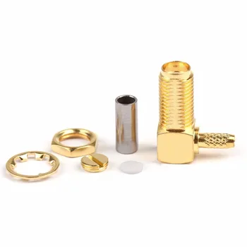 

Areyourshop SMA Female Jack Bulkhead 90 degrees Right Angle Crimp For RG174 RG316 LMR100 10Pcs Connector Plug Jack