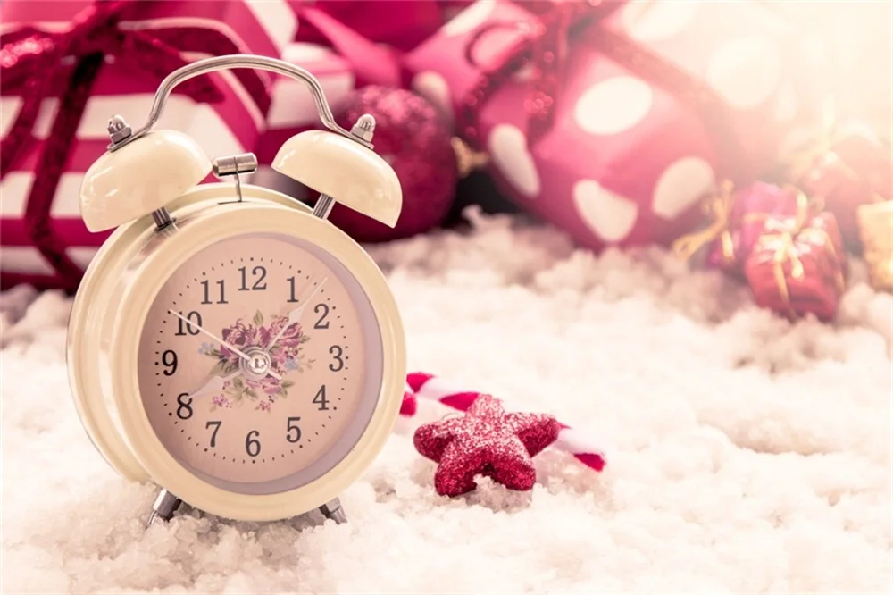 

Laeacco Gift Clock Baby Photography Backgrounds Thin Vinyl Digital Customized Photographic Backdrops Props For Photo Studio