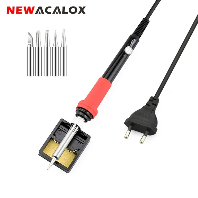 NEWACALOX 60 Вт 220 В/110 В Регулируемая температура ESD паяльник Комплект распайки насос паяльник Стенд Пинцет мультиметр