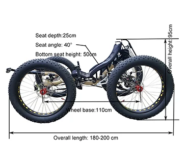 4WD внедорожный 500 ватт Средний привод двигателя Fat Tire алюминиевый сплав лежачий Quad