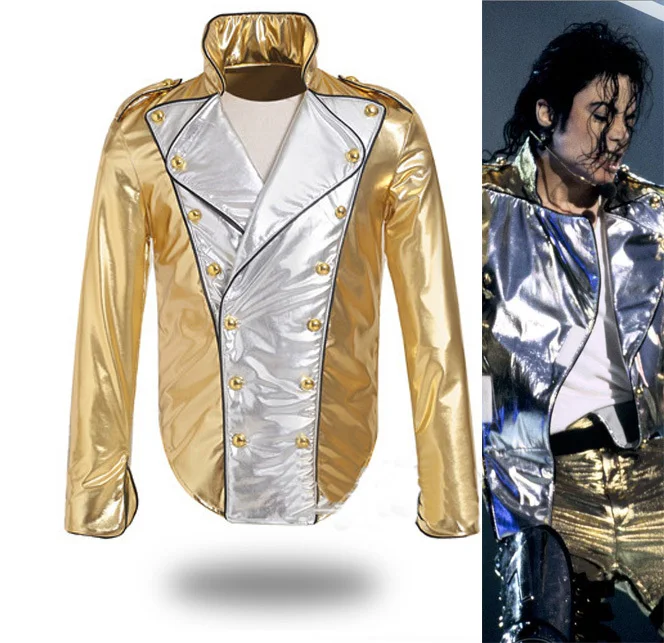 MJ Майкл Джексон история плохой Золотой спандекс двубортный тканый пиджак представление Хэллоуин костюм подарок - Цвет: Jacket