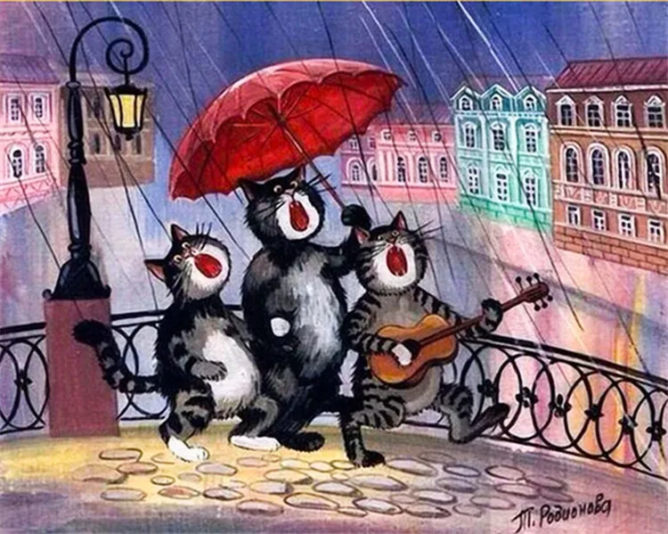 

cartoon cats Stitch Kit Crystal Diamond Embroidery Painting Cross Stitch Home Decor Craft needlework