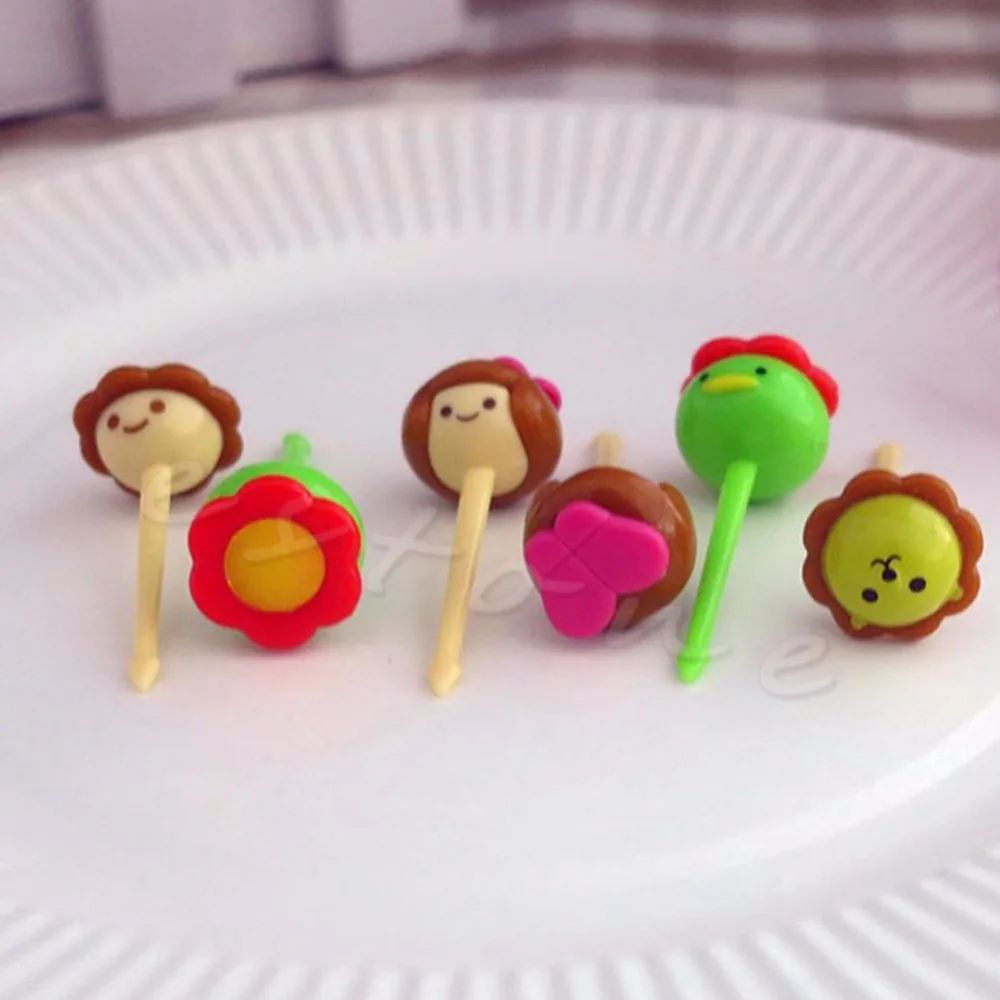 1 комплект фруктовая вилка креативный пластиковый, для десерта палочки-вилки в форме животных, детские украшения для вечеринки, аксессуары для кухни