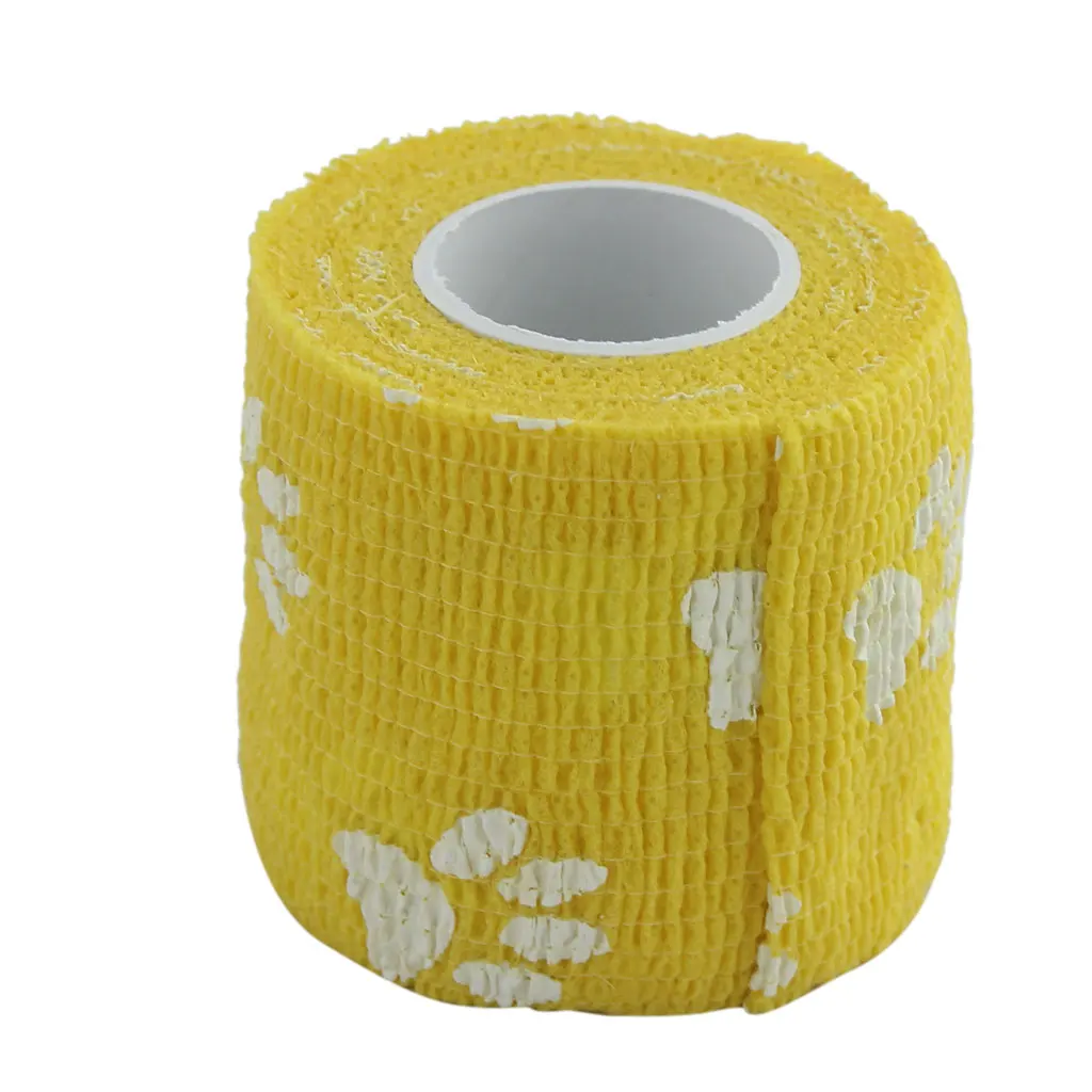 high comfort 4.5m Flexible Medical Care Pet Cat Dog Cohesive Bandage Tape Wrap Yellow High flexibility Permeability