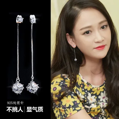 tassel cz women earrings 925 silver post Hypoallergenic fadeless alloy fashion jewelry stud earrings for women girl gift