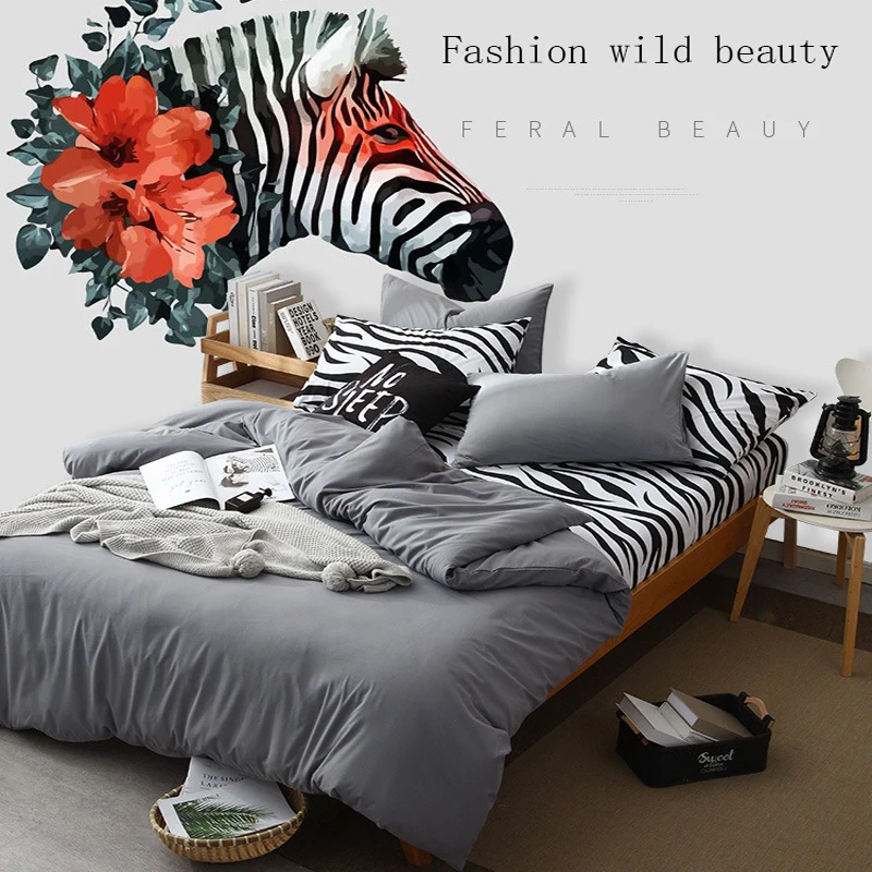 

Elastic Band Printed Bed Sheet Hot Selling Bed Linens with Pillowcase Geometric Printed With Elastic Polyester Mattress Covers