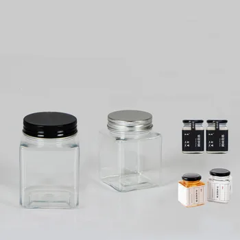 

100pcs 215ml /250ml Plastic Jar with Aluminum Cap Square Food Bottle For Honey Sauce Vegemite PET Bottle