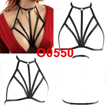 

Strappy Harness Caged Bra Sexy Lingerie Chest Belt Adjust Body Bondage Soft Tops Hollow Out Punk Goth Halloween Club Party Rave