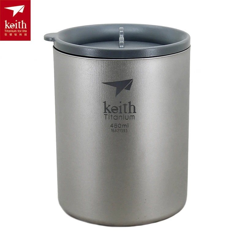 

Keith Tableware Titanium Cup Double Walled Camping Picnic Mug 450ml Ti3340