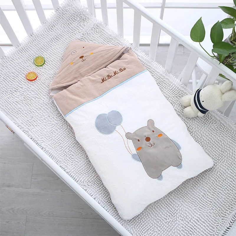 Spring 2019 new baby sleeping bag cartoon colored cotton envelope newborn sleeping bag washing cotton kick-proof quilt