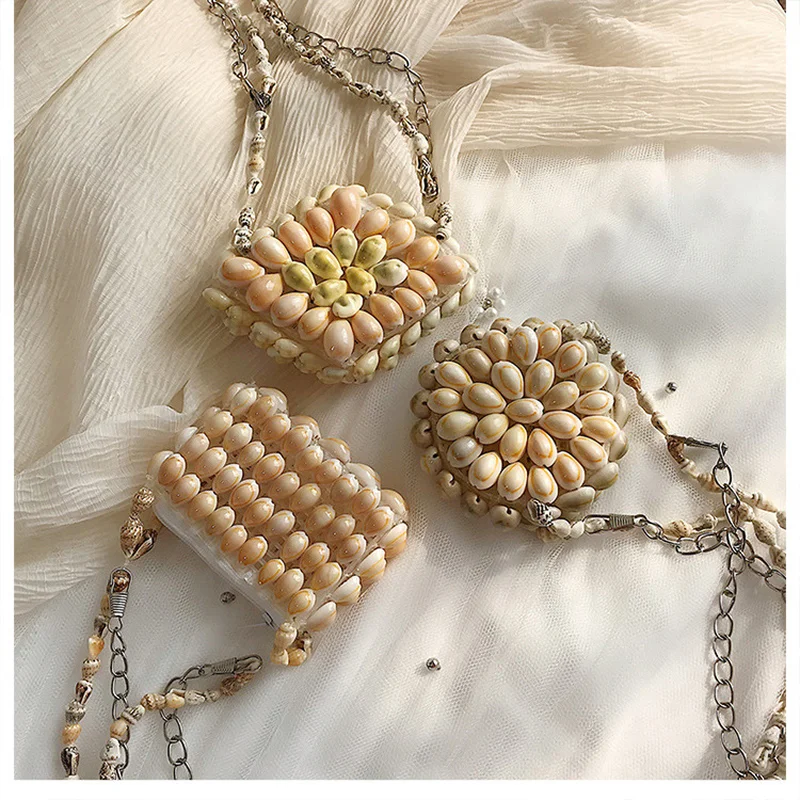 

Shell Mini Lipstick Women Messenger Bag Brand Designer Crossbody Bag Lady Coin Purse 2019 Summer Small Square Beach Shoulder Bag
