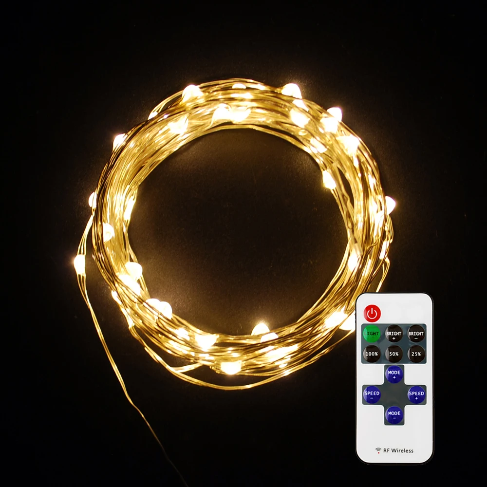 LED String Copper Wire Lights, Starry String Lights, 100 LEDs, 33 ft