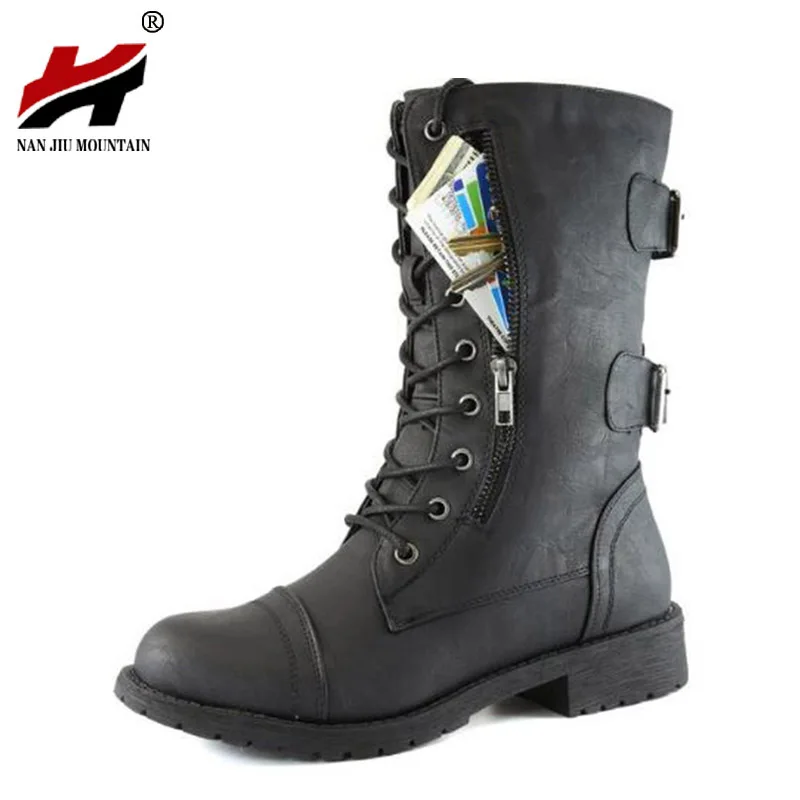 

NAN JIU MOUNTAIN Woman Shoes 2018 Black Flat Comfort Lace Martin Boots Women's Boots In Ankle Boots Plus Size 35-43