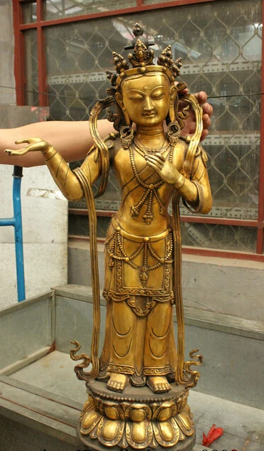 

005739 32" Tibet Bronze Gilt Buddhism Vajra Buddha Statue Tara Kwan-Yin Guan Yin Joss