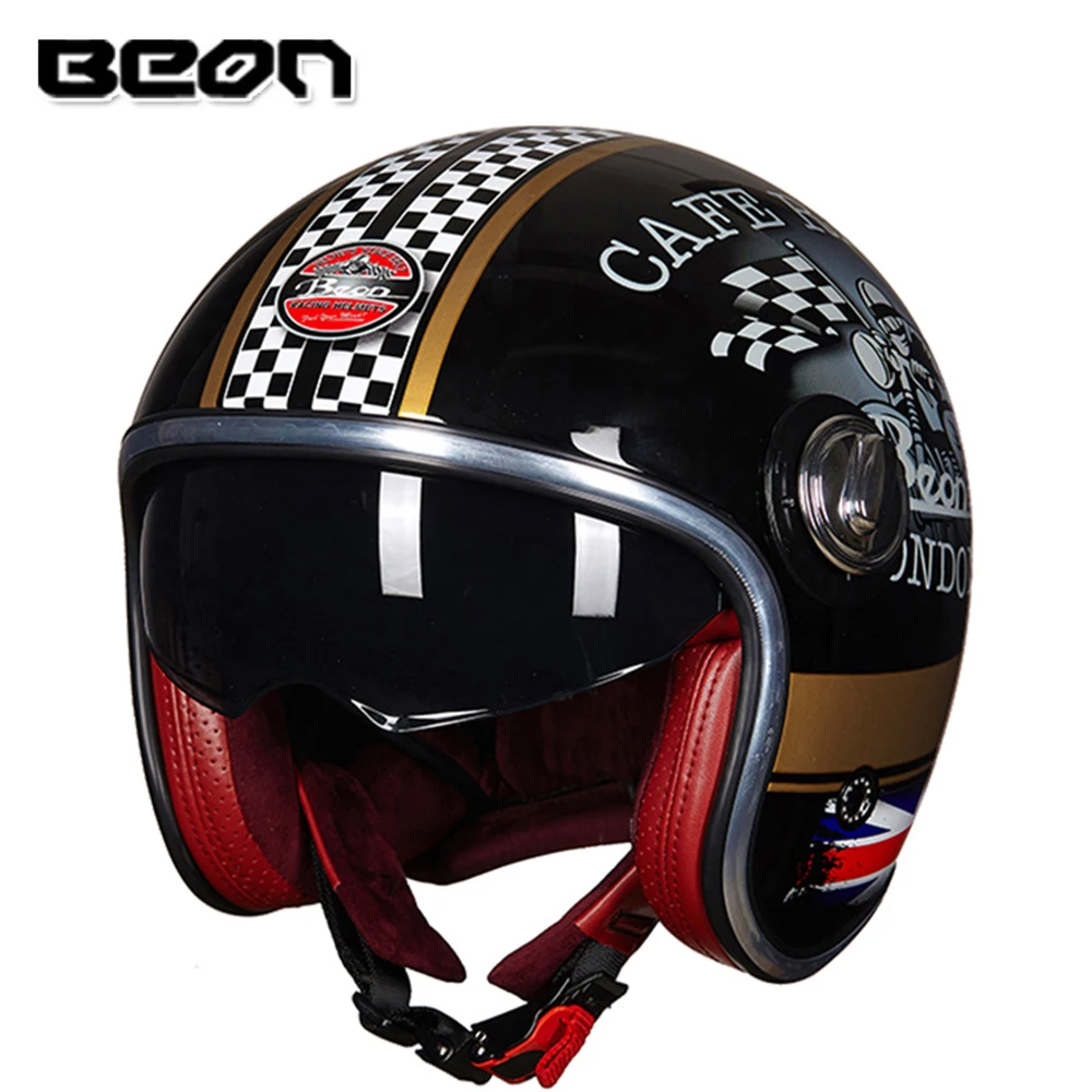 BEON мотоциклетный шлем 3/4 винтажный с открытым лицом Casco Capacete Байкерский Ретро для