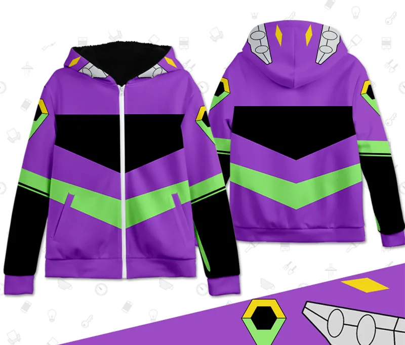 

NEON GENESIS EVANGELION Ikari Shinji EVA 01 Cosplay Sweatshirt Zipper Hoodie Jacket