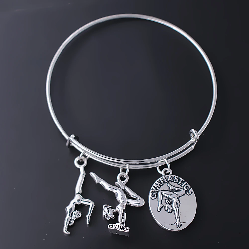 

Fashion various gymnastic limb metal pendant DIY adjustable wire bangle FIT gymnastic girl gift souvenir jewelry bracelet