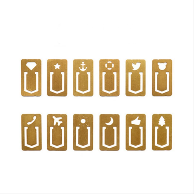 Copper Index Bookmarks Clip 12 pcs Travelers Notebook Notes Accessories Number Index Bookmarks Clip File Office Accessories