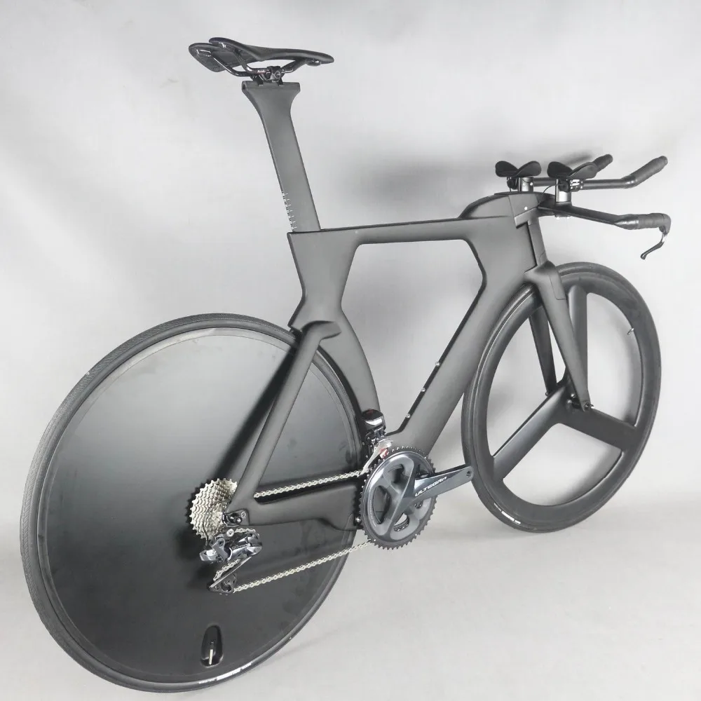 700C Complete Bike TT Bicycle Time Trial Triathlon Carbon Fiber Carbon black color Painting Frame with DI2 R8060 groupset