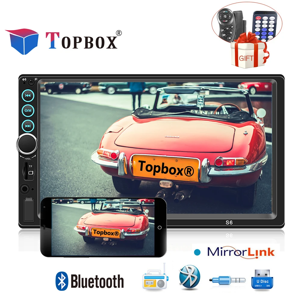 Topbox Car Multimedia Player 2Din Android Autoradio Car Radio Stereo Audio Media MP5 Player with IOS