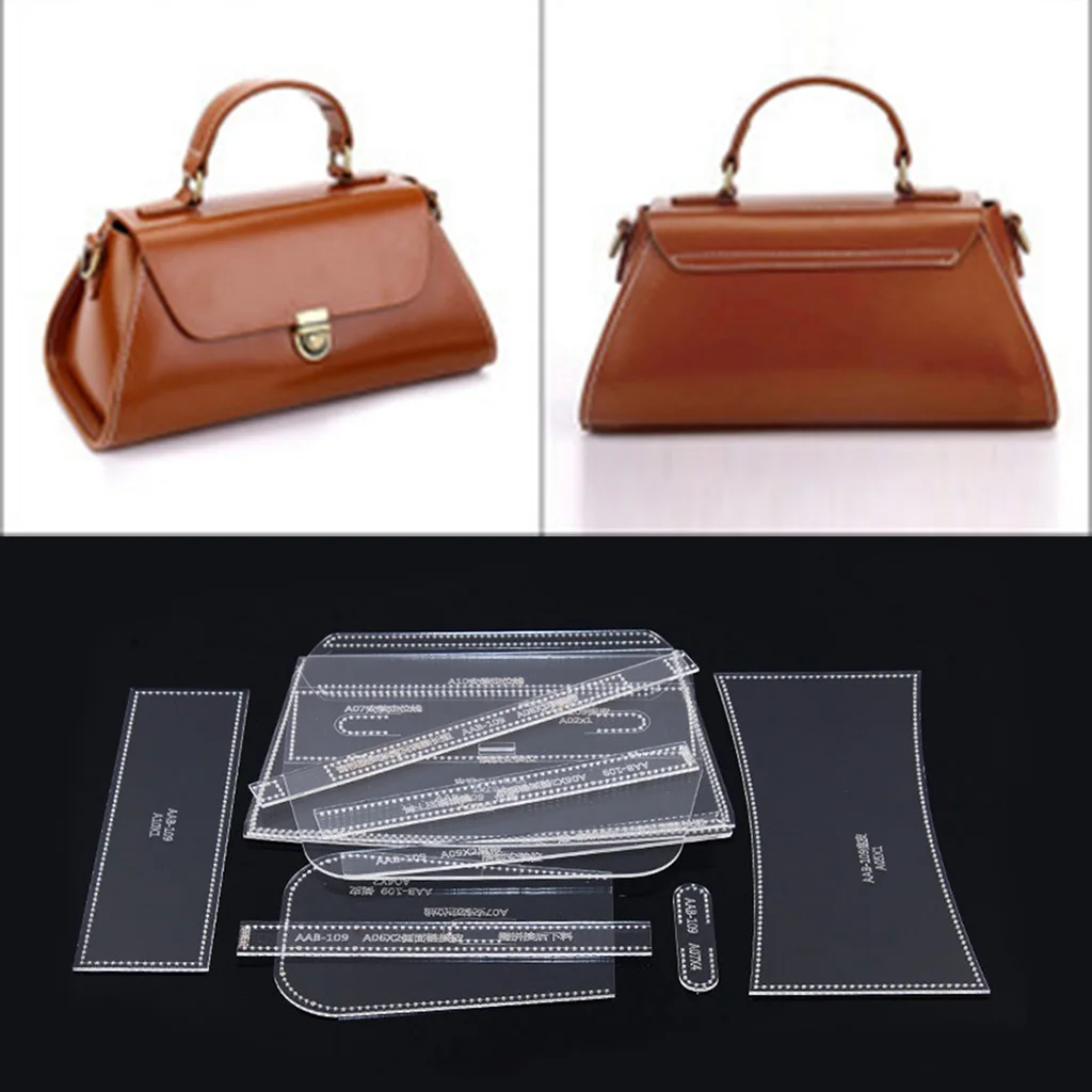 11pcs/Set Transparent Acrylic Leather Handbag Shoulder Bag Template Stencils DIY Leathercraft