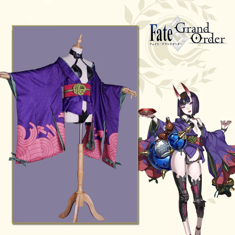

Presell Game FGO Fate/Grand Order Shuten-douji Cosplay Costume Purple Kimono Sexy Girl Dress Assassin Cosplay Skirt with Armor
