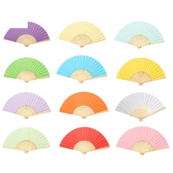 

400pcs/lot Paper Hand Fans Pocket Folding Bamboo Fan Party Gift Wedding Favor