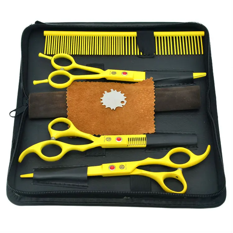 

7.0" JP440C Professional Pet Grooming Scissors Set Dog Curved Cutting Shears Pet Thinning Hair Scissors, LZS0361