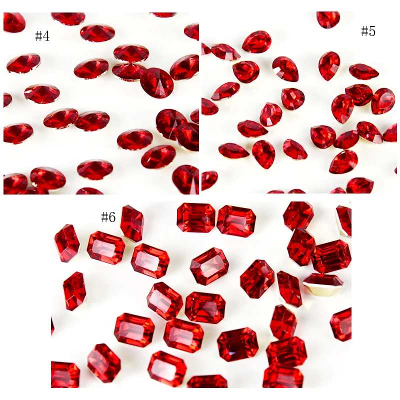 100 шт Красного цвета опал Nail горный хрусталь Multi-круглой формы/Tear drop Острый Нижний полимерные украшения для маникюра 3D украшение для ногтей# JZ02