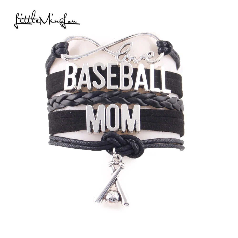Little Minglou Infinity Love Baseball Mom Bracelet Baseball Bat Charm