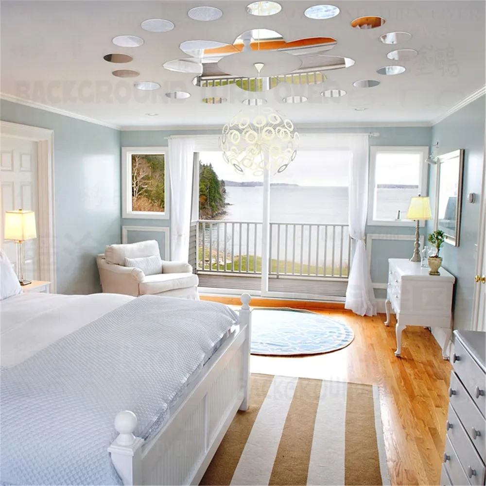 R031 Sederhana Desain Dots Acrylic Cermin Dinding Stiker Dekoratif