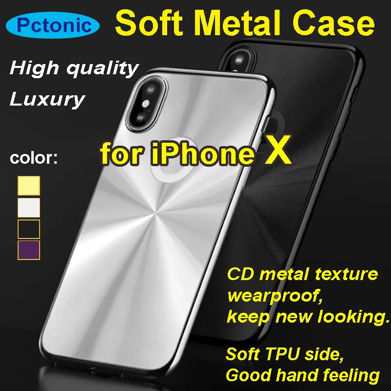 High quality Soft CD texture metal case for iphone X Golden black silver color soft TPU shell back cover | Мобильные телефоны и