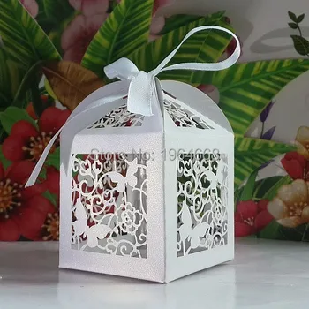 

wedding candy boxes--Laser Cut Butterfly and Flower wedding party favor box baby show party gifts box sweet favor bag 50pcs/lot