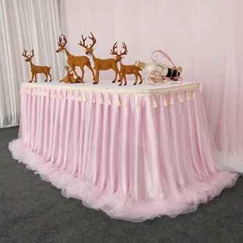 

Tablecloth Solid Color for Wedding Birthday Party Table Cover Rectangle Desk Cloth Wipe Covers Tutu Table Skirt Party Decoration