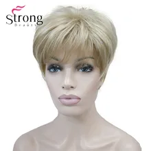 StrongBeauty короткий слоистый блонд лохматый Классический колпачок полный синтетический парик выбор цвета