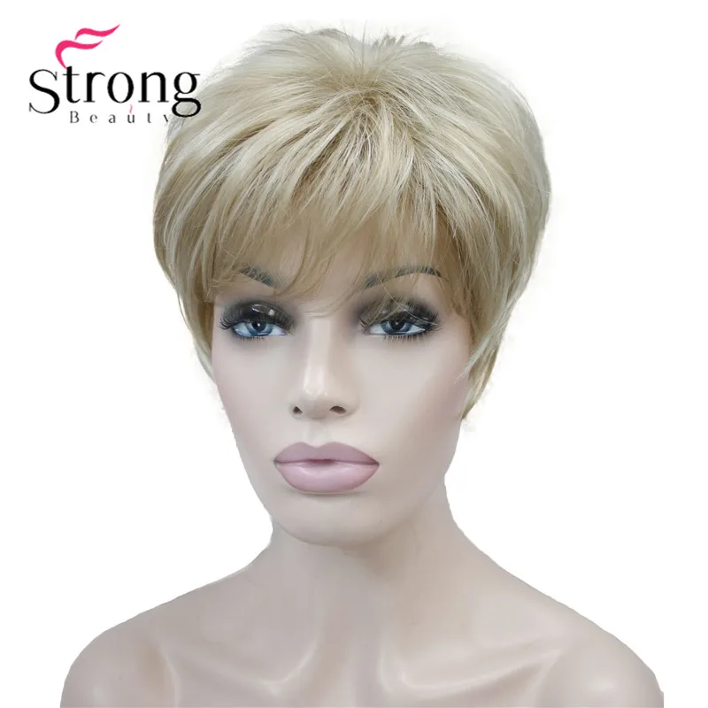 StrongBeauty короткий многослойный блонд Классический головной убор полный