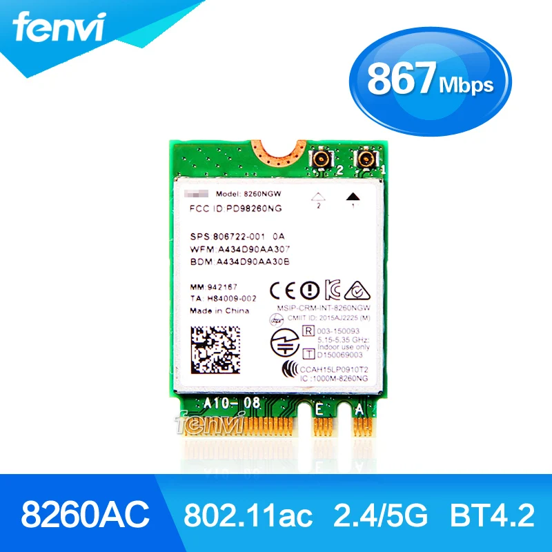 Двухдиапазонный Wi Fi 802.11ac 867 Мбит/с для Intel Wireless AC 8260 8260NGW NGFF 2x2 + Bluetooth 4 2 Wlan карта Windows