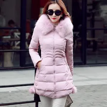 XMY3DWX Женщины утолщение зимой с капюшоном длинный пуховик/женщин Slim Fit тяжелые волосы воротник хлопка-проложенный одежды пальто XXXL