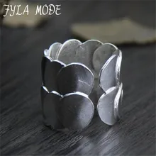 Fyla Mode New Summer Double Layers Round Charms 999 Thai Silver Rings Women Fashion Accessories 18.50mm 10.10G WT081
