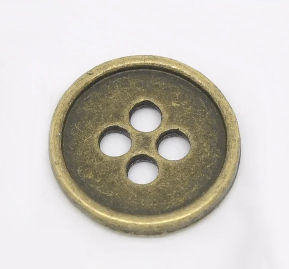 

DoreenBeads Zinc Metal Alloy Sewing Button Metal Buttons Round Antique Bronze 4 Holes Cadmium Free 13.0mm( 4/8")Dia,9 PCs