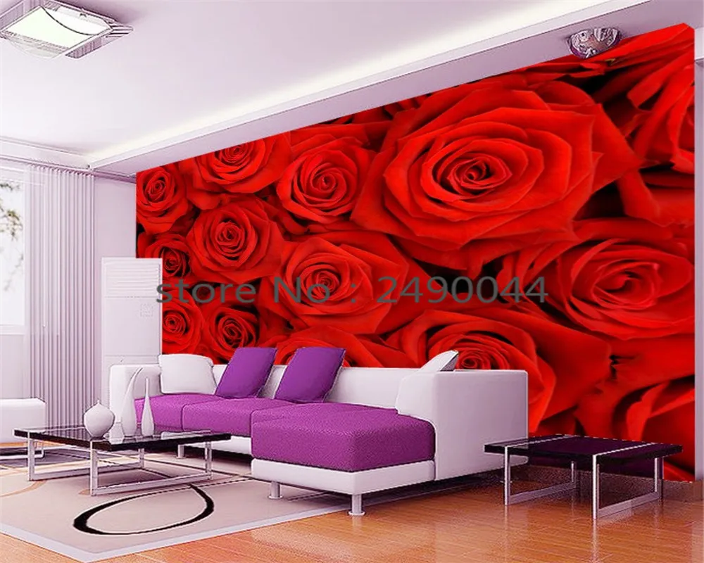 Beibehang обои большая романтическая красная роза 3 d картинки на стену Настенные обои 3 d гостиная спальня обои